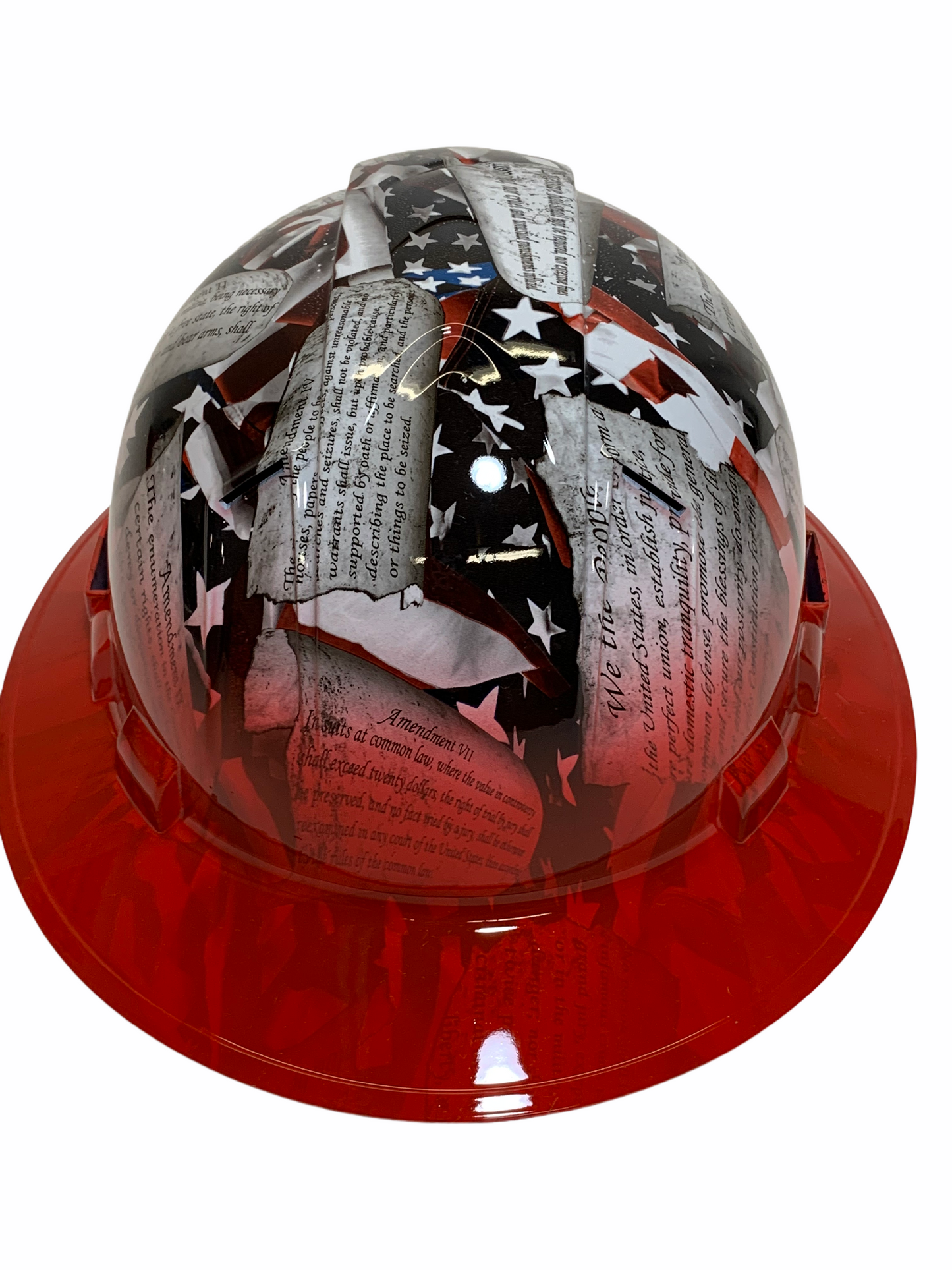 Hydro Dipped Hard Hat Ridgeline Full Brim Custom Amendments American Flags With Red Brim