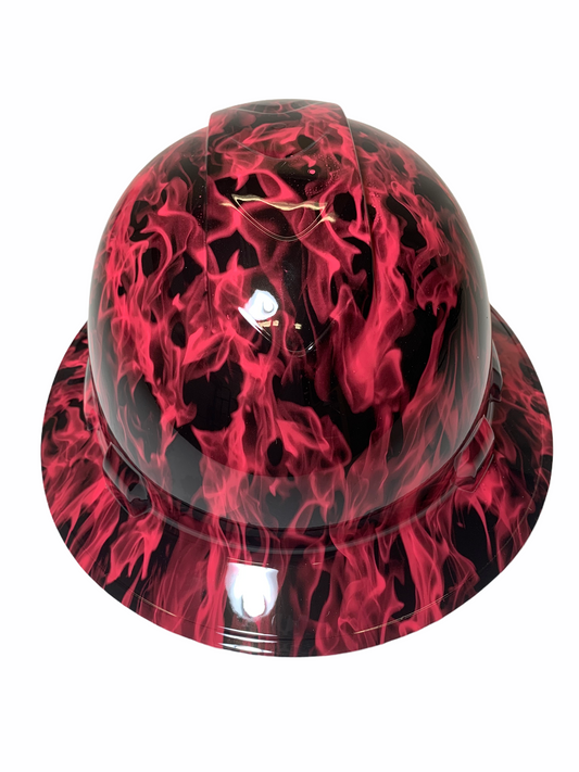 Hydro Dipped Hard Hat Ridgeline Full Brim Custom Pink Flames