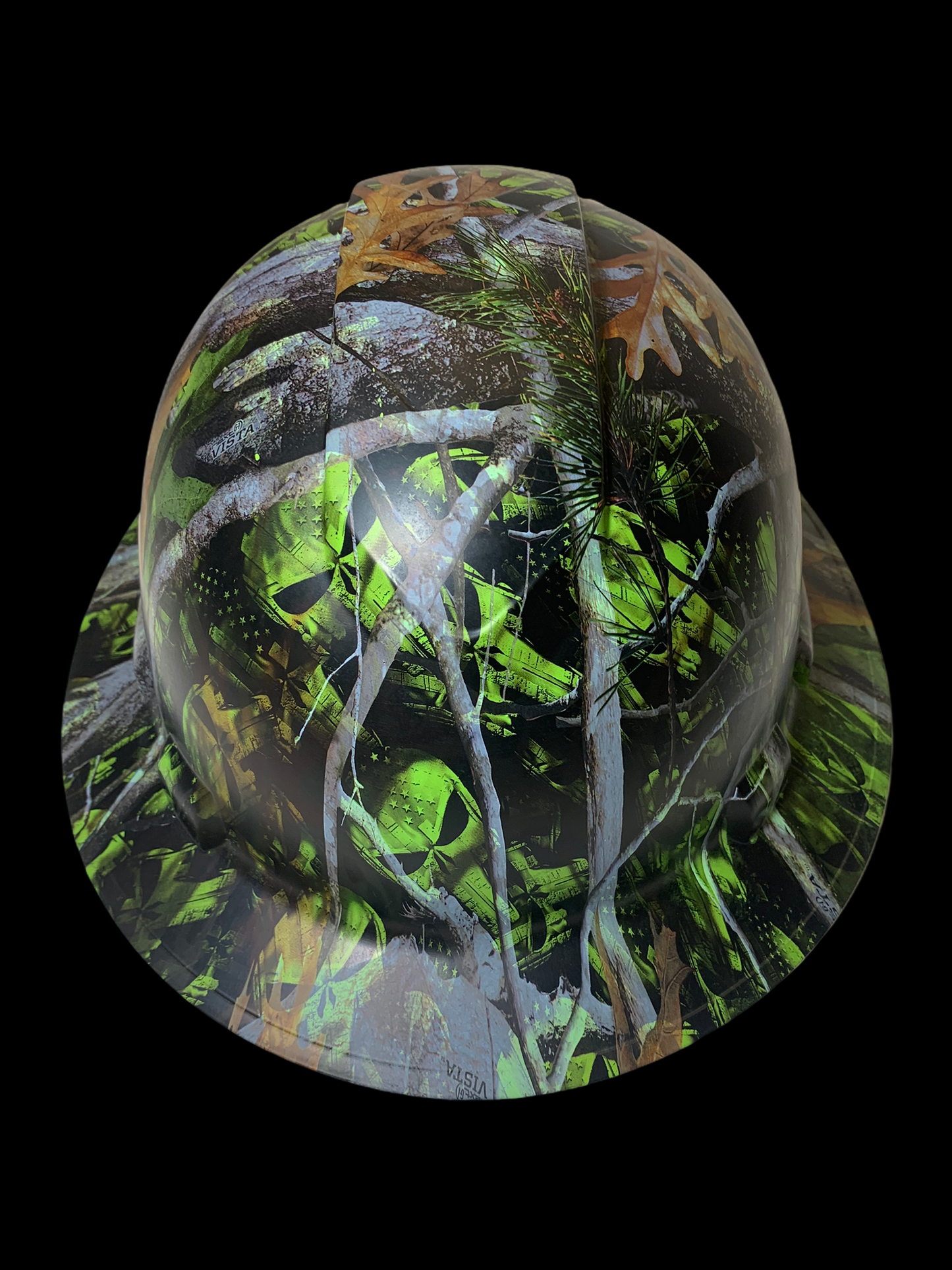 Custom Hydro Dipped Green Punisher Vista Camo Ridgeline Full Brim Hard Hat