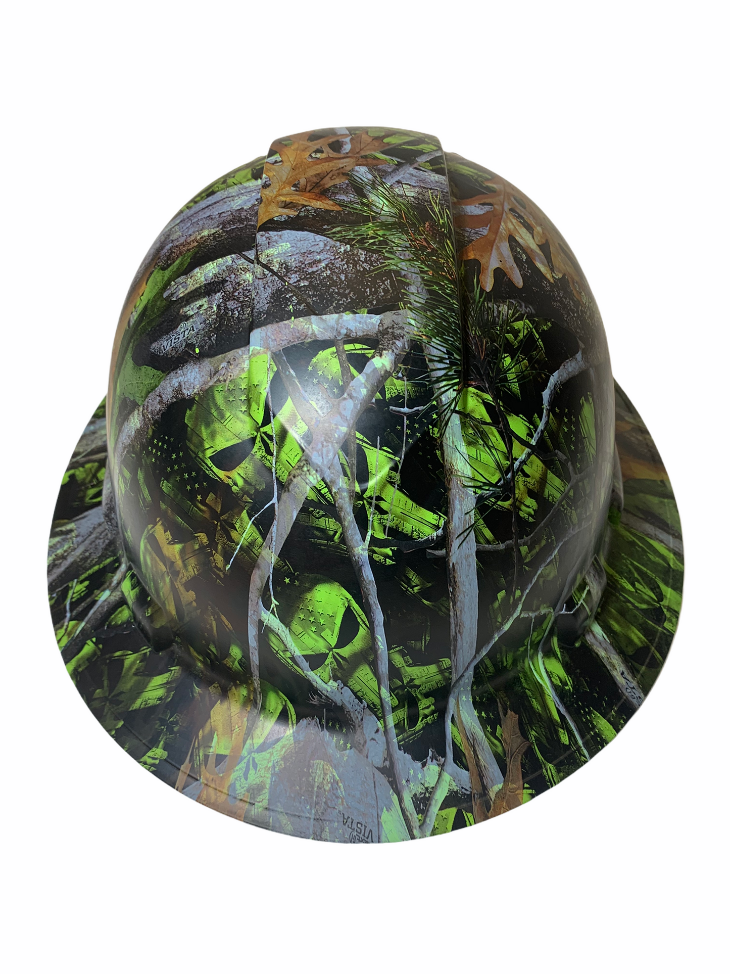 Custom Hydro Dipped Green Punisher Vista Camo Ridgeline Full Brim Hard Hat