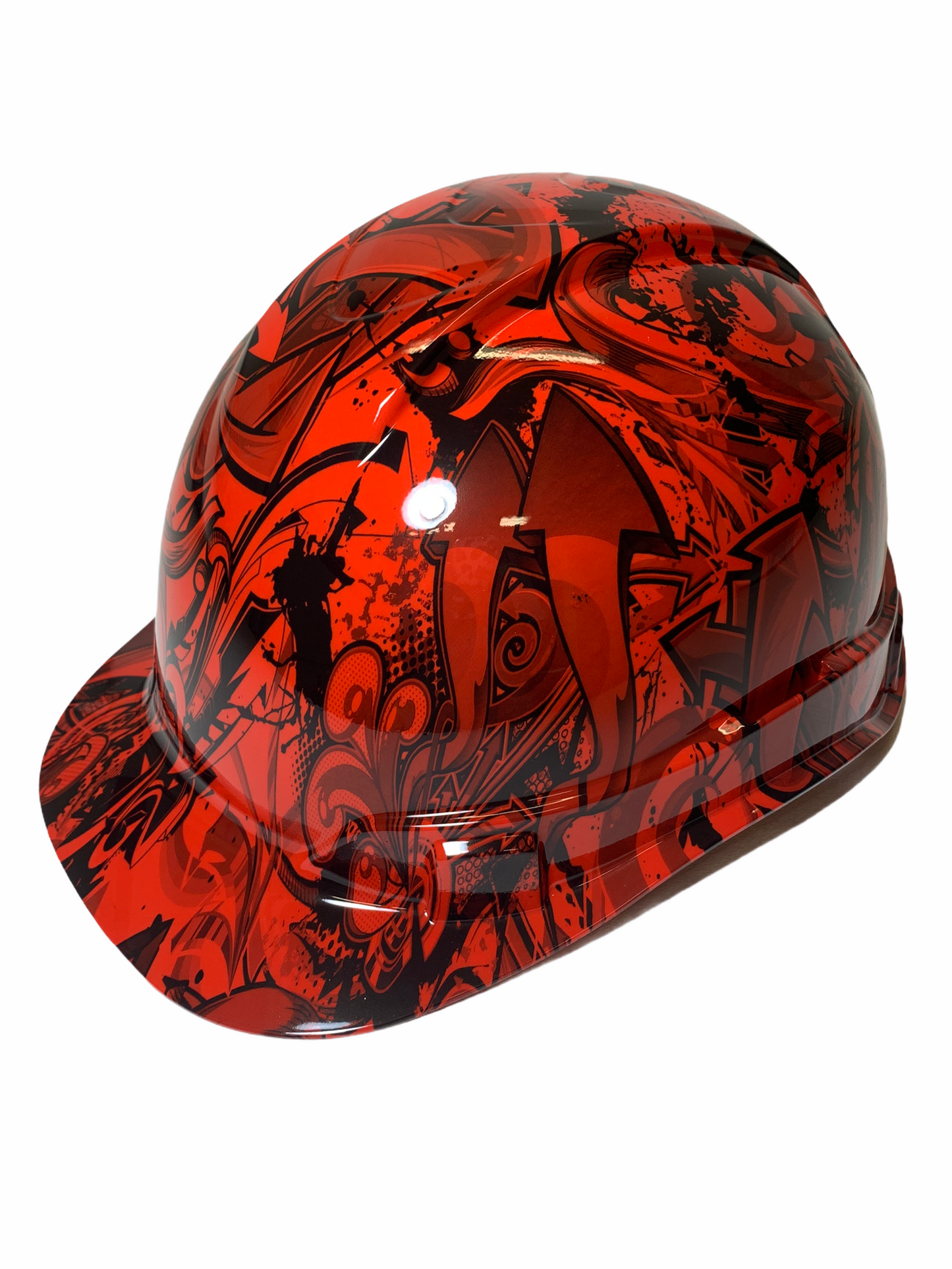 Custom Hydro Dip Hard Hat Ridgeline Cap Style Custom Red Graffiti