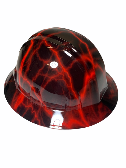 Hydro Dipped Hard Hat Sl Series Full Brim Custom Red Lightning