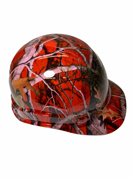 Hydro Dipped Hard Hat Ridgeline Cap Style Custom Red Vista Camo