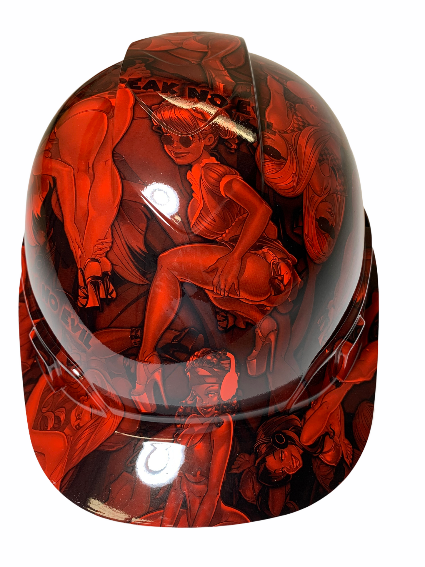 Custom Hydro Dip Hard Hat Ridgeline Cap Style Custom Red Naughty No Evil