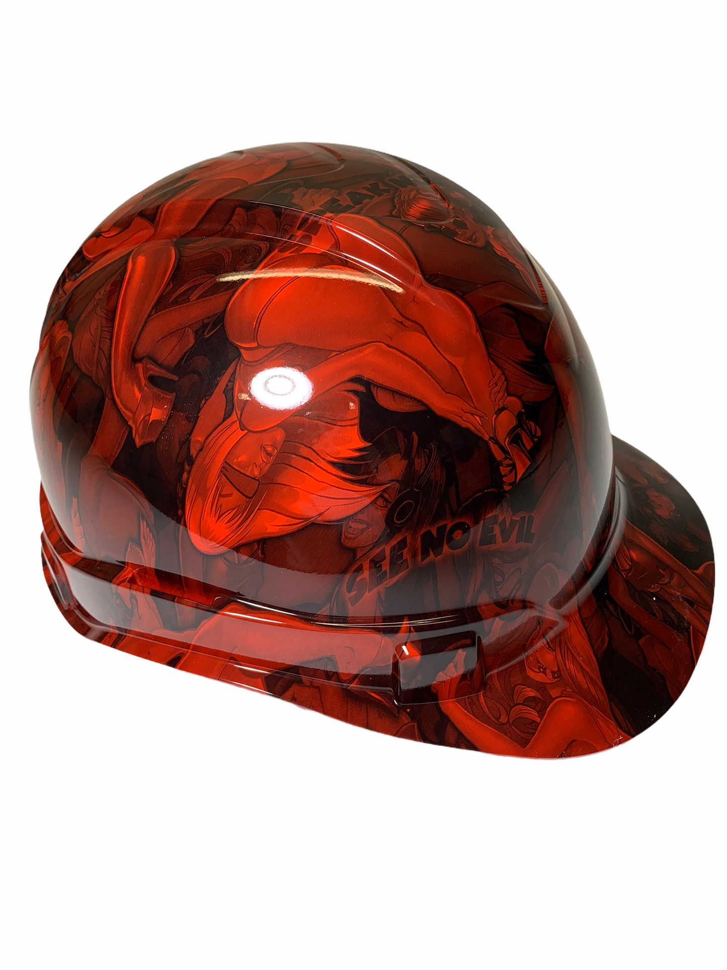 Custom Hydro Dip Hard Hat Ridgeline Cap Style Custom Red Naughty No Evil