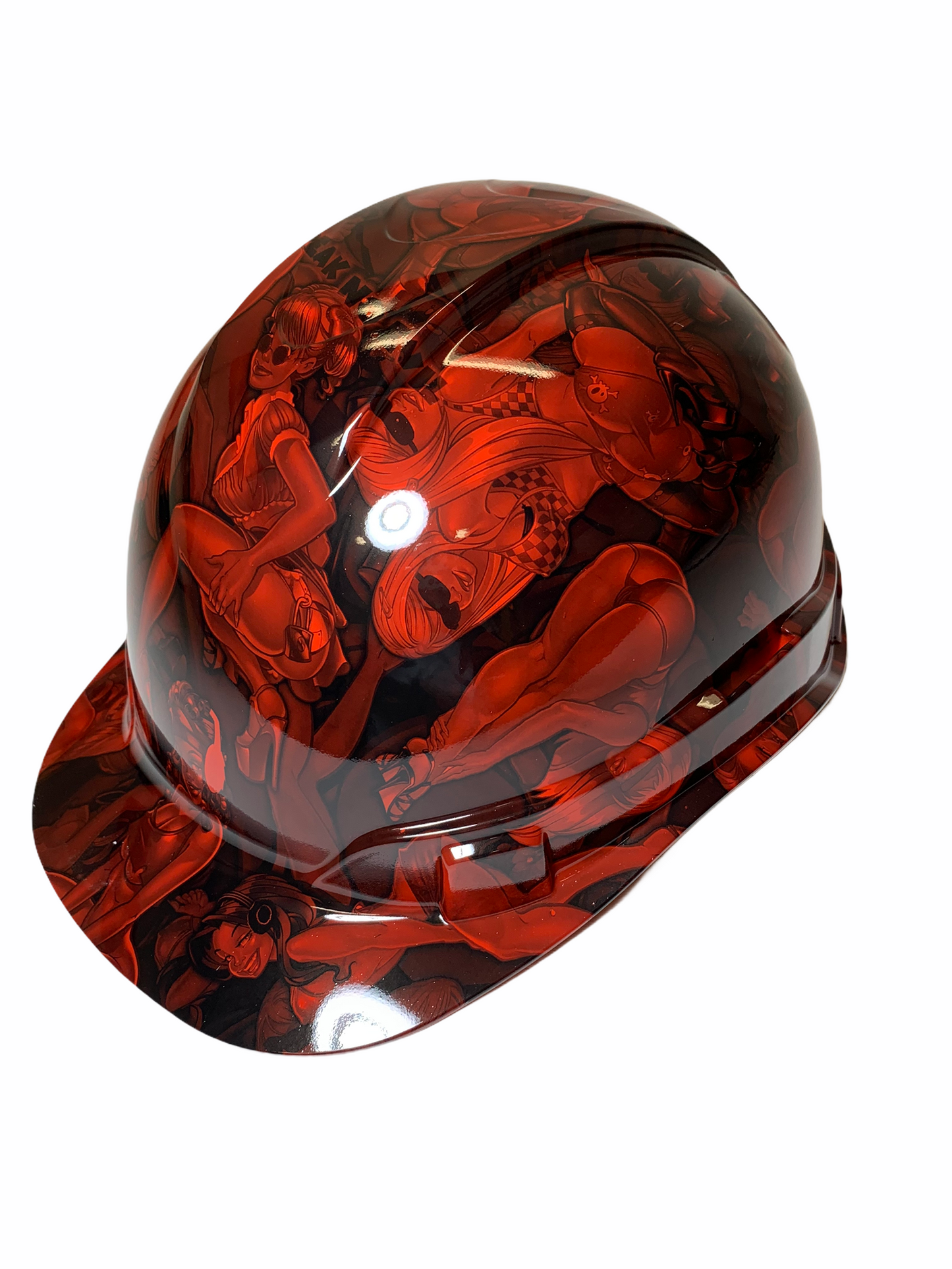 Custom Hydro Dip Hard Hat Ridgeline Cap Style Custom Red Naughty No Evil