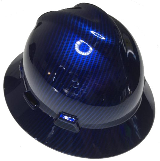 Custom Hard Hat Blue Kandy Carbon Fiber Hydro Dipped Full Brim MSA