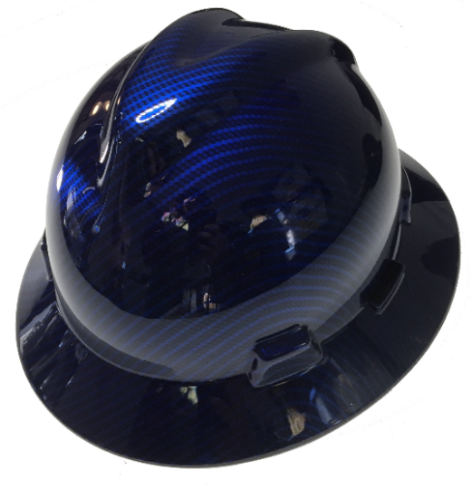 Custom Hard Hat Blue Kandy Carbon Fiber Hydro Dipped Full Brim MSA