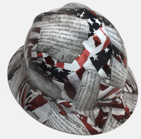 Custom Hydro Dipped Hard Hat Amendments American Flag Full Brim MSA