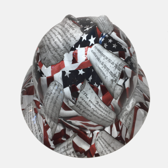 Custom Hydro Dipped Hard Hat Amendments American Flag Full Brim MSA