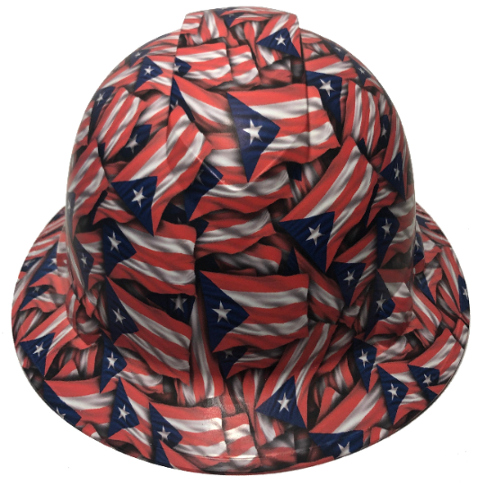 Hard Hat Ridgeline Full Brim Custom Colored Puerto Rico Flags