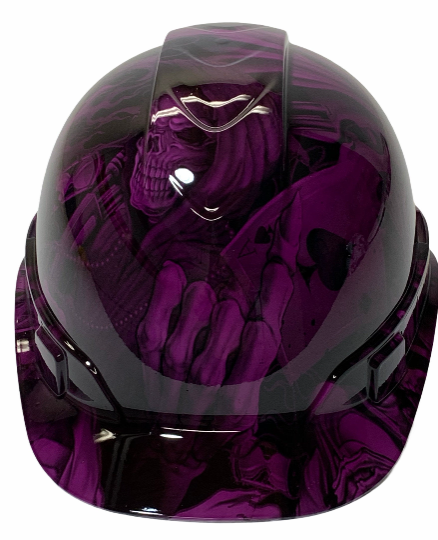 Custom Hydro Dipped Hard Hat Ridgeline Cap Style Purple Ace Of Skulls