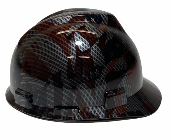 Custom Hard Hat Carbon Fiber American Flags Hydro Dipped MSA V-Gard Cap Style