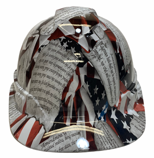 Custom White Amendments Hard Hat Ridgeline Cap Style