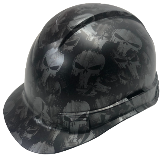 Custom Hydro Dipped Hard Hat Metallic Graphite Punisher Cap Style Ridgeline