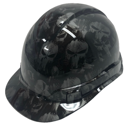 Custom Hydro Dipped Hard Hat Metallic Graphite Punisher Cap Style Ridgeline