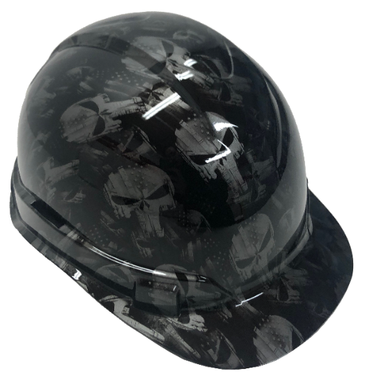 Custom Hydro Dipped Hard Hat Metallic Graphite Punisher Cap Style Ridgeline