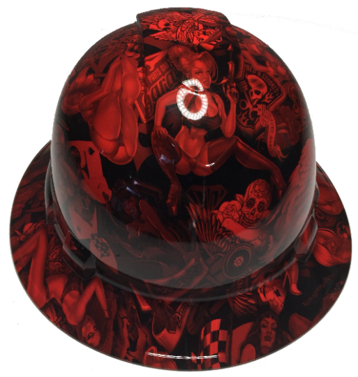 Hard Hat Ridgeline Full Brim Custom Red Naughty Boy