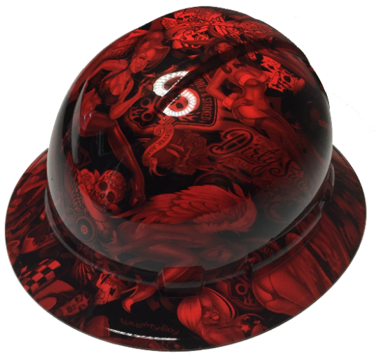 Hard Hat Ridgeline Full Brim Custom Red Naughty Boy