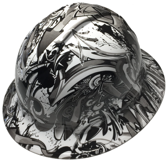 Custom Hard Hat White Graffiti Full Brim Ridgeline