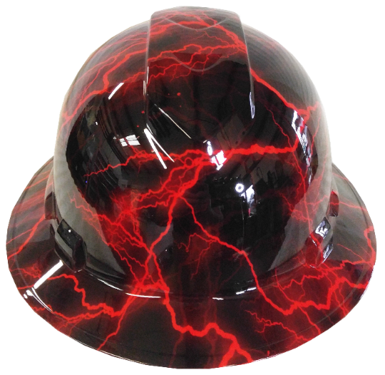 Hard Hat Ridgeline Full Brim Custom Red Lightning Hydro Dipped