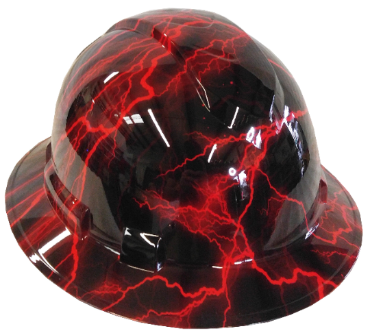 Hard Hat Ridgeline Full Brim Custom Red Lightning Hydro Dipped