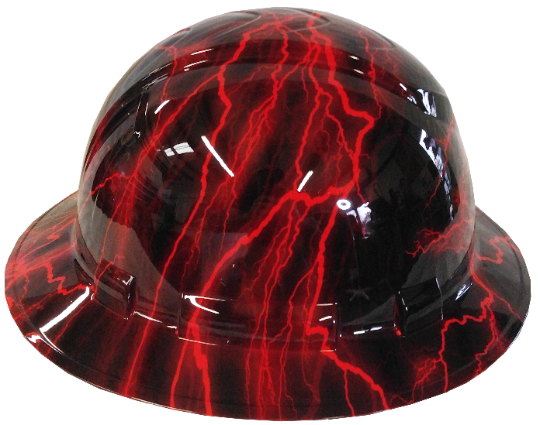 Hard Hat Ridgeline Full Brim Custom Red Lightning Hydro Dipped