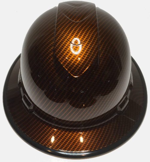 Custom Hydro Dipped Carbon Fiber Kandy Orange Translucent Hard Hat Ridgeline Full Brim with Black EdgeGard