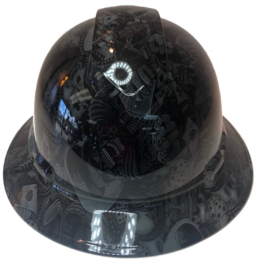 Custom Hydro Dipped Slate Gray Gambler Ridgeline Full Brim Hard Hat