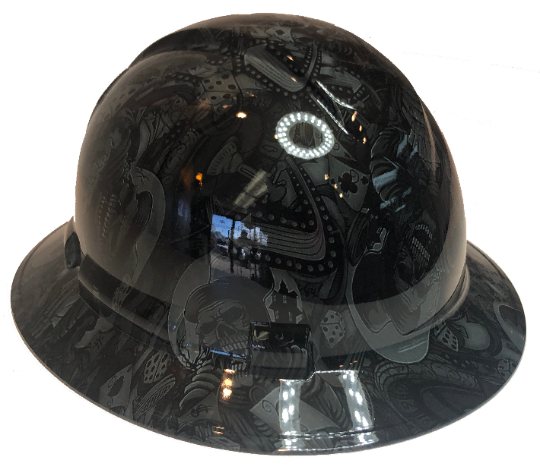 Custom Hydro Dipped Slate Gray Gambler Ridgeline Full Brim Hard Hat