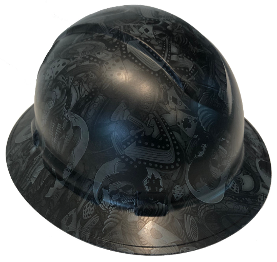 Custom Hydro Dipped Slate Gray Gambler Ridgeline Full Brim Hard Hat