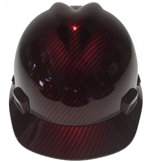 Hard Hat MSA V-Gard Cap Style Custom Kandy Red Carbon Fiber Hydro Dipped