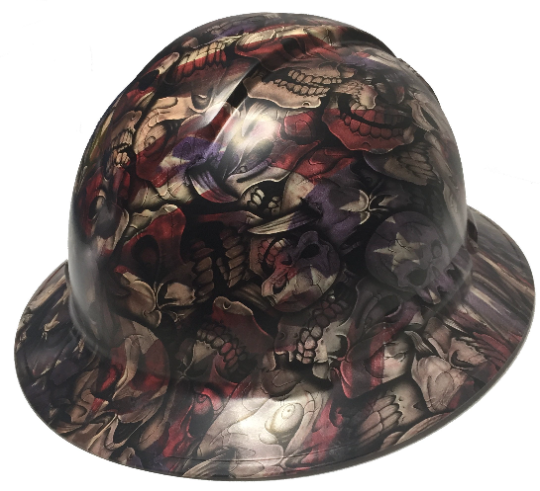 Custom Hard Hat Respect American Flags Insanity Skulls Ridgeline Full Brim