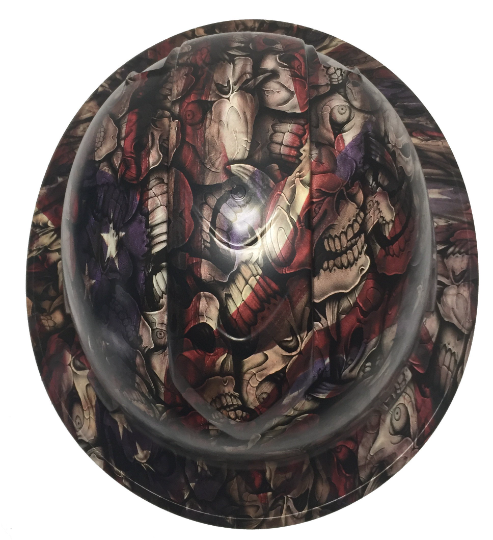 Custom Hard Hat Respect American Flags Insanity Skulls Ridgeline Full Brim