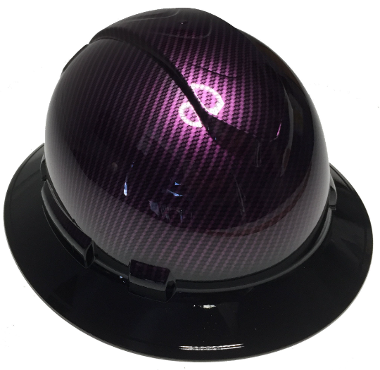 Custom Hard Hat Kandy Purple Carbon Fiber Black Brim Hydro Dipped Full Brim Ridgeline