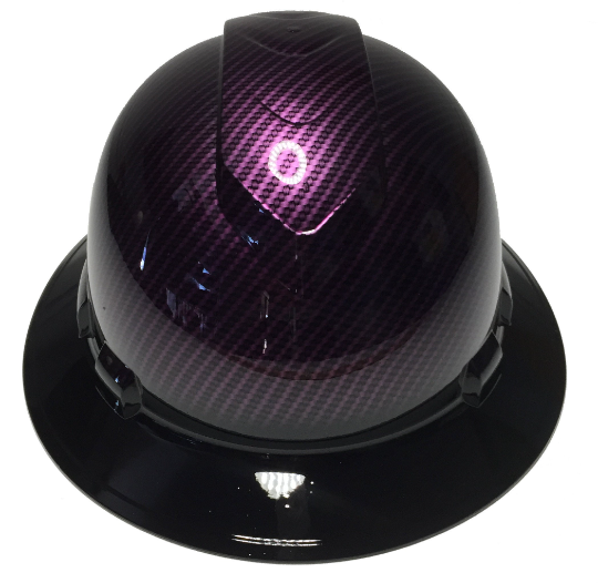 Custom Hard Hat Kandy Purple Carbon Fiber Black Brim Hydro Dipped Full Brim Ridgeline