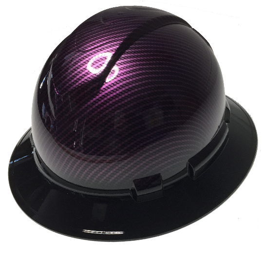 Custom Hard Hat Kandy Purple Carbon Fiber Black Brim Hydro Dipped Full Brim Ridgeline