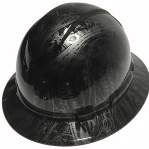 Custom Hard Hat Metallic Graphite Bio Mechanical Full Brim Ridgeline